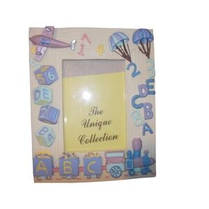 The Unique Collection Baby ABC Train 3D Photo Frame Pastel Nursery Decor 4x6